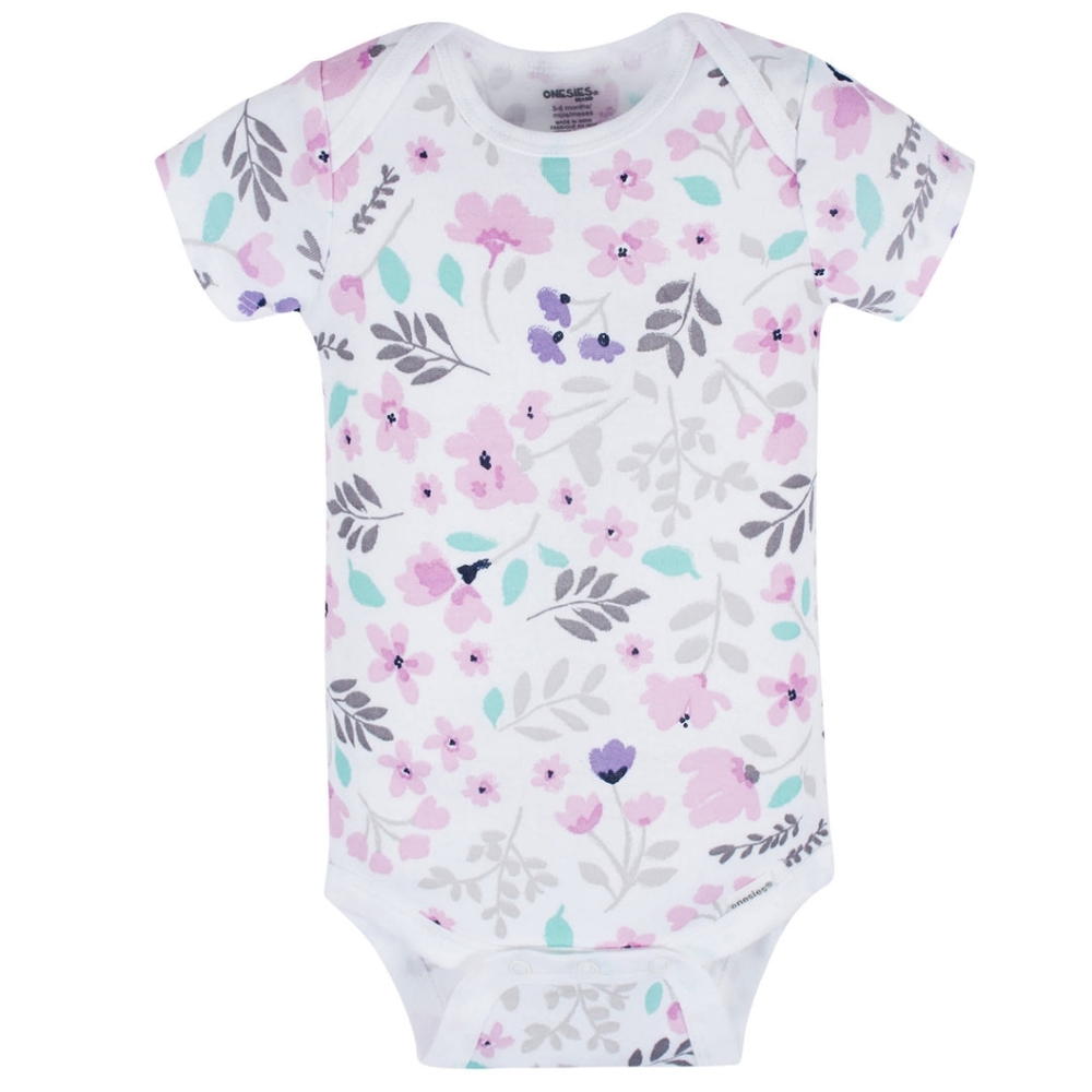 Gerber Baby Girls Floral Short Sleeve Onesies® Bodysuits 2 Pack 0-3 Months
